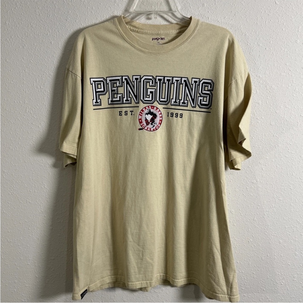 WBS Wilkes Barre Scranton Penguins AHL Hockey Shirt Sz XL Khaki Jansport Cotton